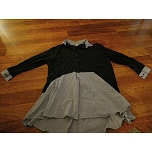 Lalu Small Sweater Button Up Blouse Navy